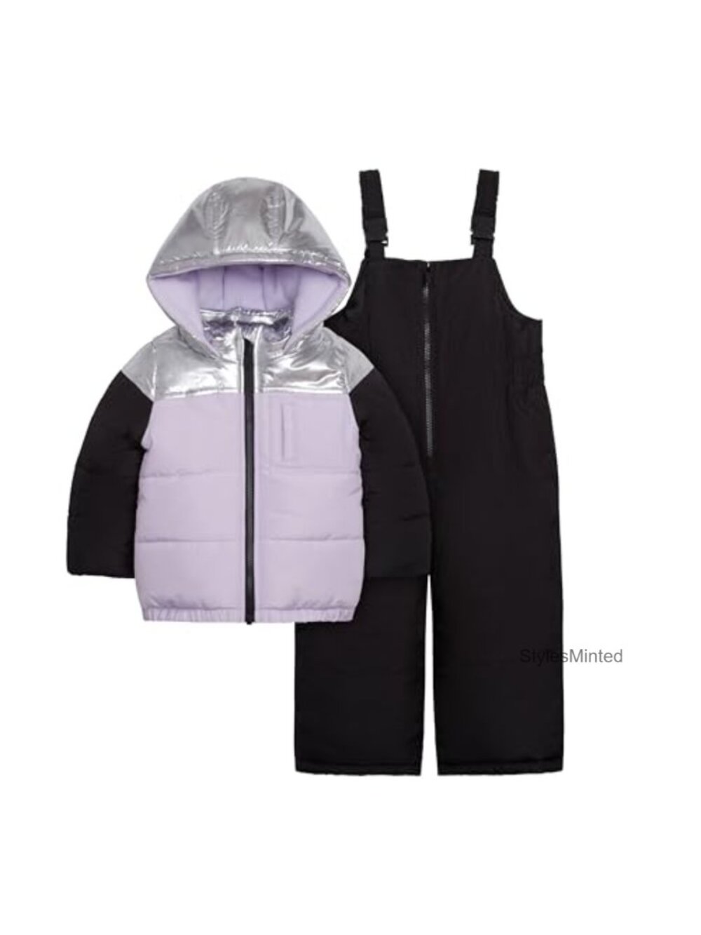 Toddler Girls Insulated 2-Piece Print Bib Snowsuit Snow Pant Ski Set
